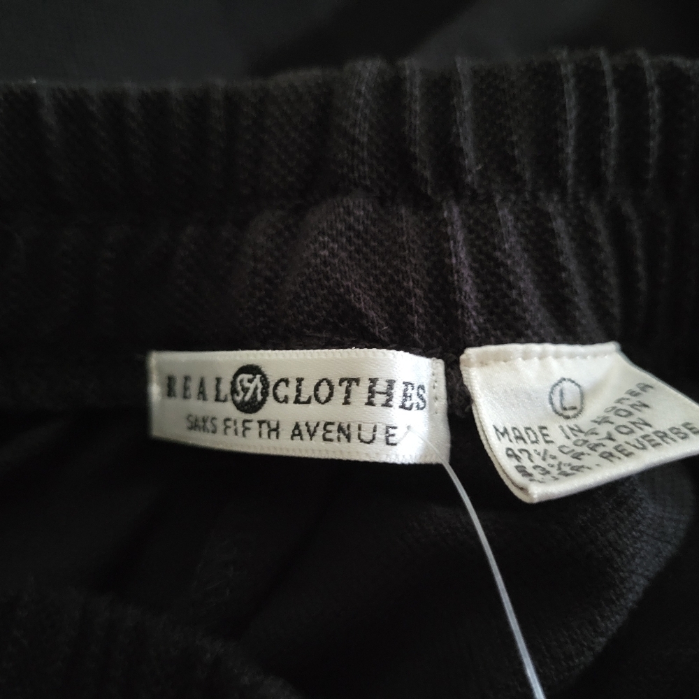 NWT Vintage Saks Fifth Avenue Classic Textured Black Trousers Sz L - Picture 4 of 4